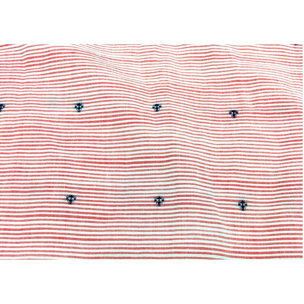 Banana Republic Mens Short Sleeve Shirt Red White Striped Micro Anchor Print L - Picture 2 of 9